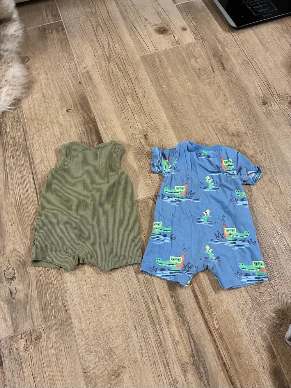 Old Navy & Garanimals Baby Boy Romper Bundle 3-6M Alligator Ribbed Henley #1346